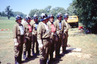 Die Bewerbsgruppe Tegernbach 2 beim Nassbewerb in Tegernbach: J. Roitinger (MA), F. Sumedinger sen. (ME), F. Roiter sen. (1), H. Griesmayr (2), J. Eder (3), H. Samhaber (4), L. Eder (5)